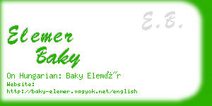 elemer baky business card